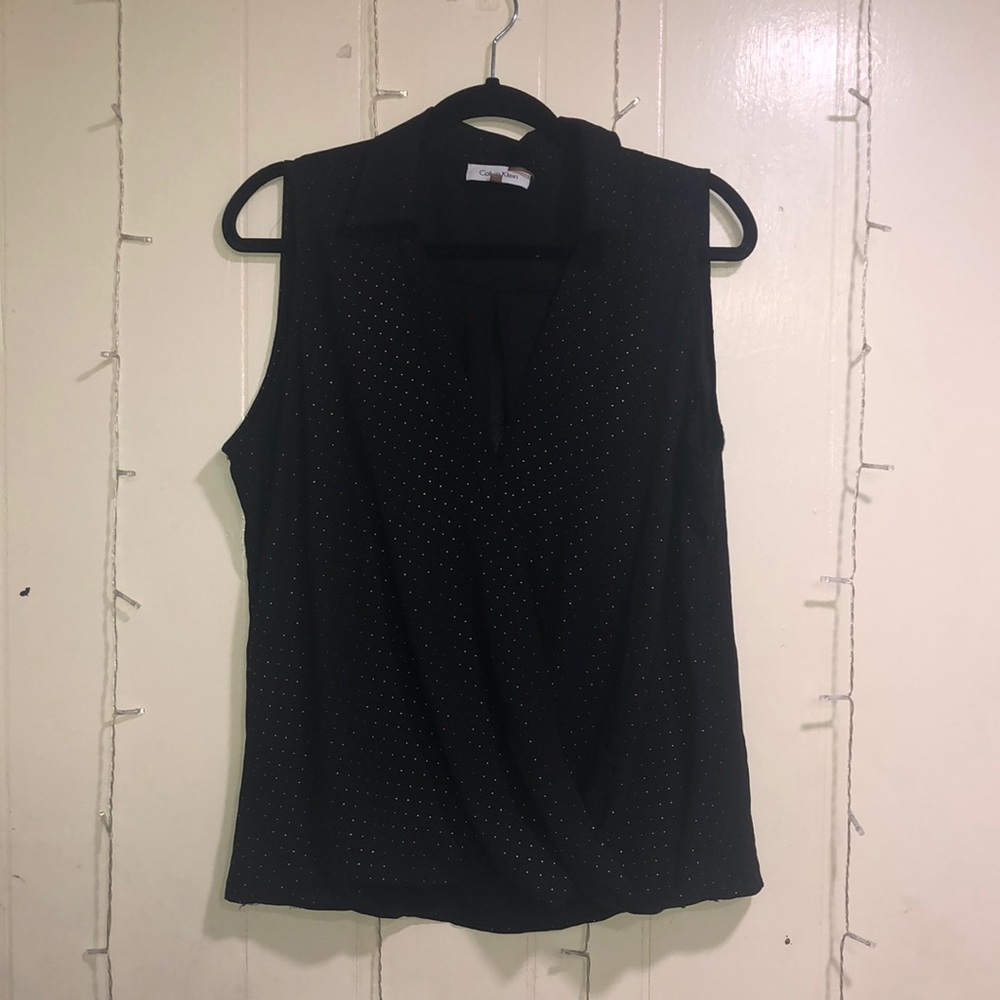 Calvin Klein black and gold studded blouse